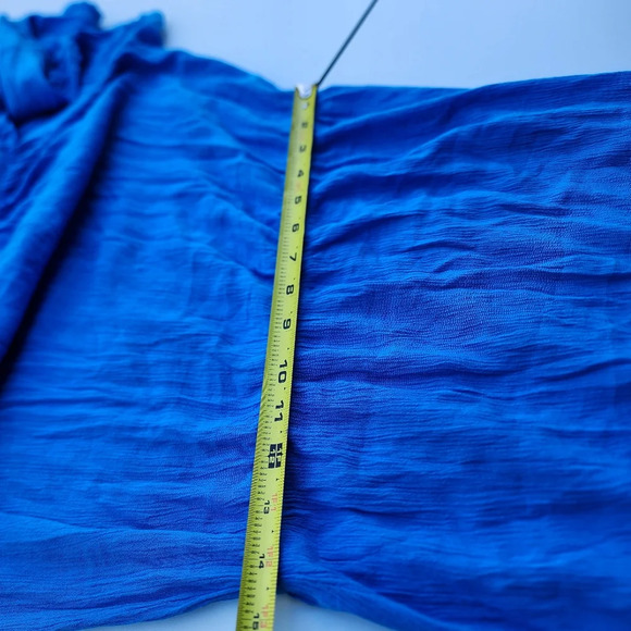 Time and Tru Blue A Line Hi Low Hemline Peasant Dress Elastic Waist Sz S 4-6 - Picture 9 of 10